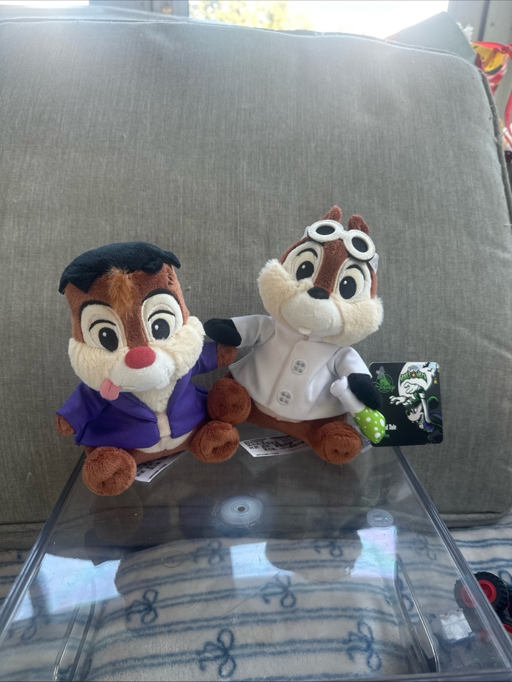 Disney Parks Chip N Dale Halloween Dr Frankenstein & Monster Plush Set Spooky